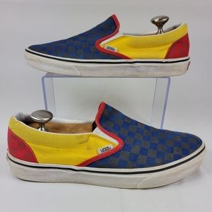 red and blue vans shoes